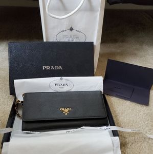 Prada Saffiano Metal Crossbody Wallet on Chain